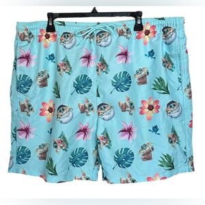 Star Wars Swim Shorts Mens XL Mandalorian Grogu Baby Yoda Hawaiian Lined Trunks